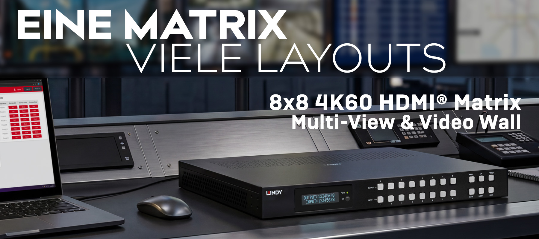8x8 HDMI&reg; 4K60 Seamless Multi-View Matrix with Video Wall Scaling