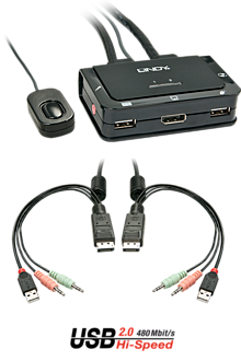 2 DP USB KVM 2.0 Audio Switch