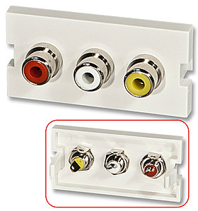 Wanddosen Einsatzblende 3x RCA/Cinch